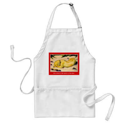 Dog Lying in the Snow Apron by VintagePets