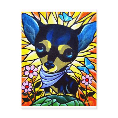 DOG PAINTING ART CHIHUAHUA - MULTI POSTCARD by JUDERM