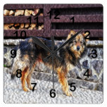 Dog painting square wall clock