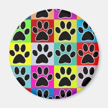 dog paw coloured fridge magnets