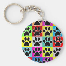 dog paw coloured keychains