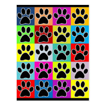 dog paw coloured postcards