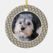 Dog Paw Print Photo Frame - double sided Ornaments