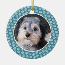 Dog Paw Print Photo Frame - single sided Christmas Tree Ornaments