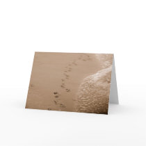 Dog Pawprints In The Sand Sympathy Card