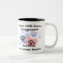 Dog Pawprints On The Heart Mugs