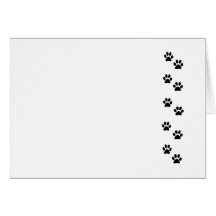 Dog Paws Traces Pawprints White, Black Greeting Card