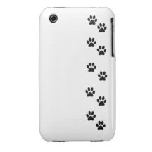 Dog Paws Traces Pawprints White, Black iPhone 3 Case-Mate Case