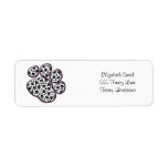 Dog Paws Traces Pawprints White, Black Return Address Labels