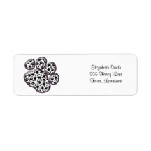 Dog Paws Traces Pawprints White, Black Return Address Labels