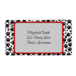 Dog Paws Traces Pawprints White, Black Custom Shipping Labels