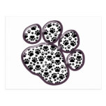 Dog Paws Traces Pawprints White, Black Post Card