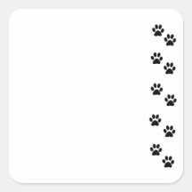 Dog Paws Traces Pawprints White, Black Square Stickers