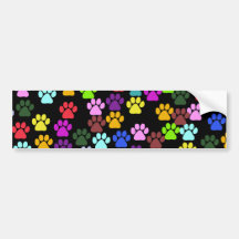 Dog Paws Trails Pawprints Red Blue Green Yellow Bumper Stickers
