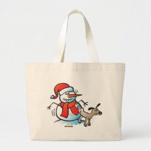 Dog Peeing on a Snowman Bag