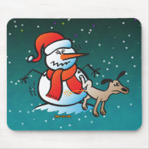 Dog Peeing on a Snowman Mouse Pad