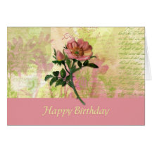 Dog Rose Birthday Card