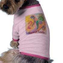 Dog Shirt with Swirly Bird Design and "Sweet Lady"