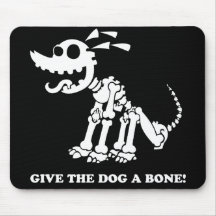 Dog Skeleton Black shirt Mouse Pads