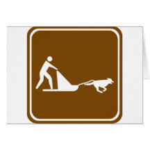 Dog sledding Highway Sign Card