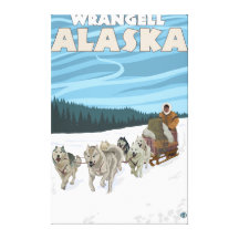 Dog Sledding Scene - Wrangell, Alaska Stretched Canvas Print
