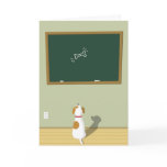Dog staring at the bone drawing on chalkboard cards