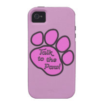 Dog Trails Talk to the Paw Pink Black iPhone 4 Cover