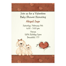 Dog Valentine Baby Shower Invitation for Girls
