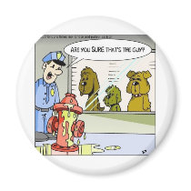 Dog Vs Hydrant Police Line Up Funny Gifts & Tees Magnet