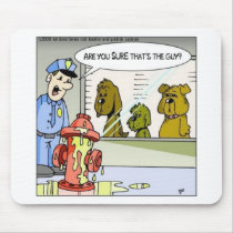 Dog Vs Hydrant Police Line Up Funny Gifts & Tees Mouse Pads