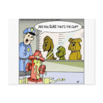 Dog Vs Hydrant Police Line Up Funny Gifts & Tees Postcards