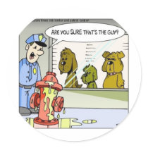 Dog Vs Hydrant Police Line Up Funny Gifts & Tees Stickers
