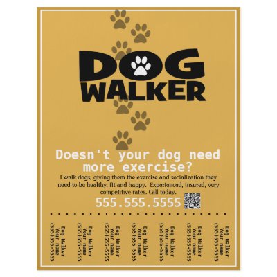 Dog Walker Custom promotional tear-sheet flyer by Character_Company