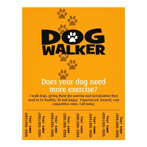 Dog Walking Business tear sheet flyer template Zazzle