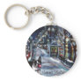 Dog Winter Xmas holiday scene Key Chain
