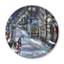Dog Winter Xmas holiday scene Magnets