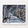 Dog Winter Xmas holiday scene Mouse Pads