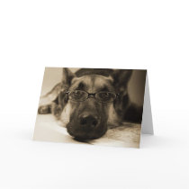Dog with glasses greeting card
