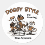 Doggy Style Pet Grooming Round Sticker
