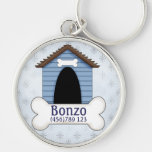 Doghouse in Blue Dog ID Tag Key Chains