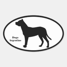 Dogo Argentino SIlhouette Oval Stickers