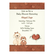 Dogs and Hearts Baby Shower Invitation for Girls