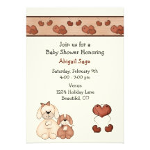 Dogs and Hearts Baby Shower Invitation for Girls