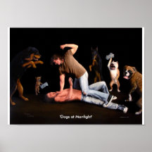 'Dogs at Manfight' 14x10 print
