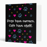 Dogs Have Owners-Cats Have Staff 3 Ring Binder