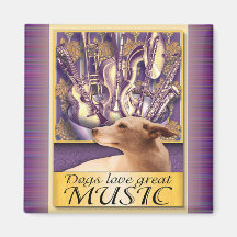 Dogs love great MUSIC Refrigerator Magnets