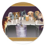 Dogs Playing Flip Cup Round Sticker