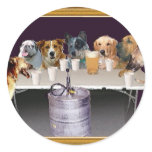Dogs Playing   Round Stickers