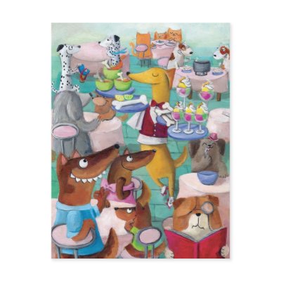 Dogs Restaurant Postcard by colonelle