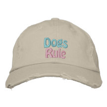 Dogs Rule, Save a Life, Adopt Rescue Shelter Dog Embroidered Hats